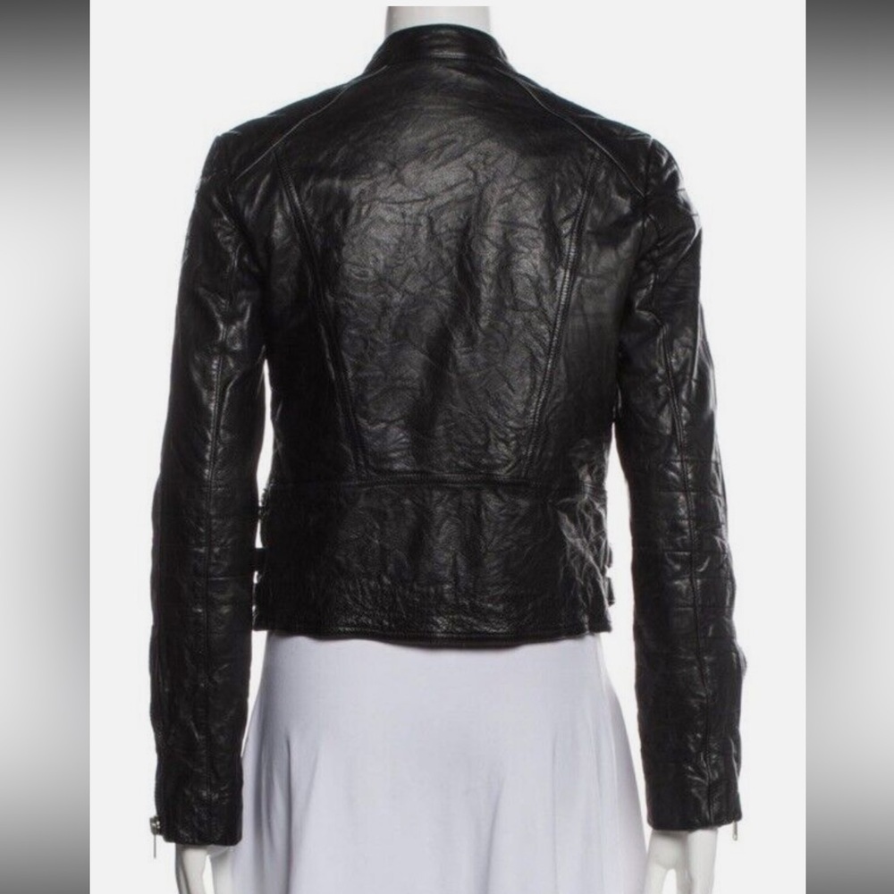 Polo Ralph Lauren Black Leather Moto Jacket | Real Cowhide | Women’s Size Small - Picture 4 of 13